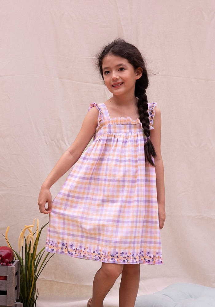 Gingham embroidered dress