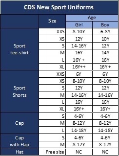 sport size guide