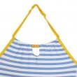 Girl pink swimsuit with fringes