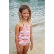 Girl pink swimsuit with fringes