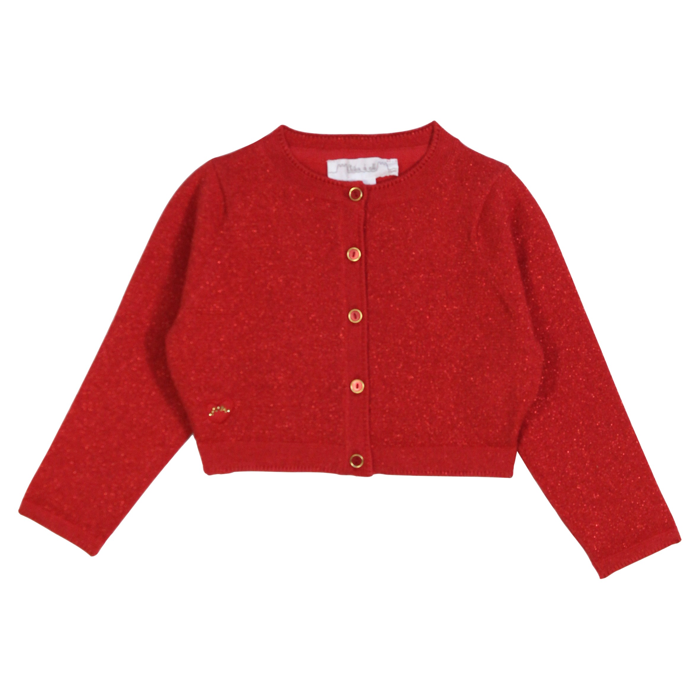 Red sparkeling cropped cardigan