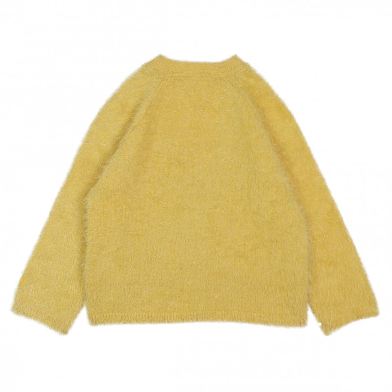 Girl fluffy yellow cardigan