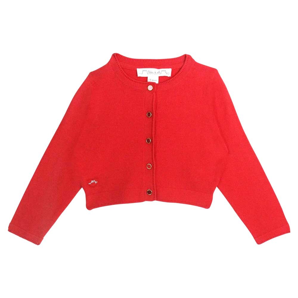The Essentials Red knitted cardigan for girls in Singapore