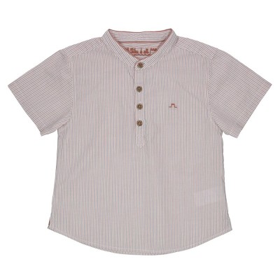 Fine striped Mao Collar Shirt 