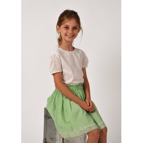 Seersucker Embroidered Skirt 