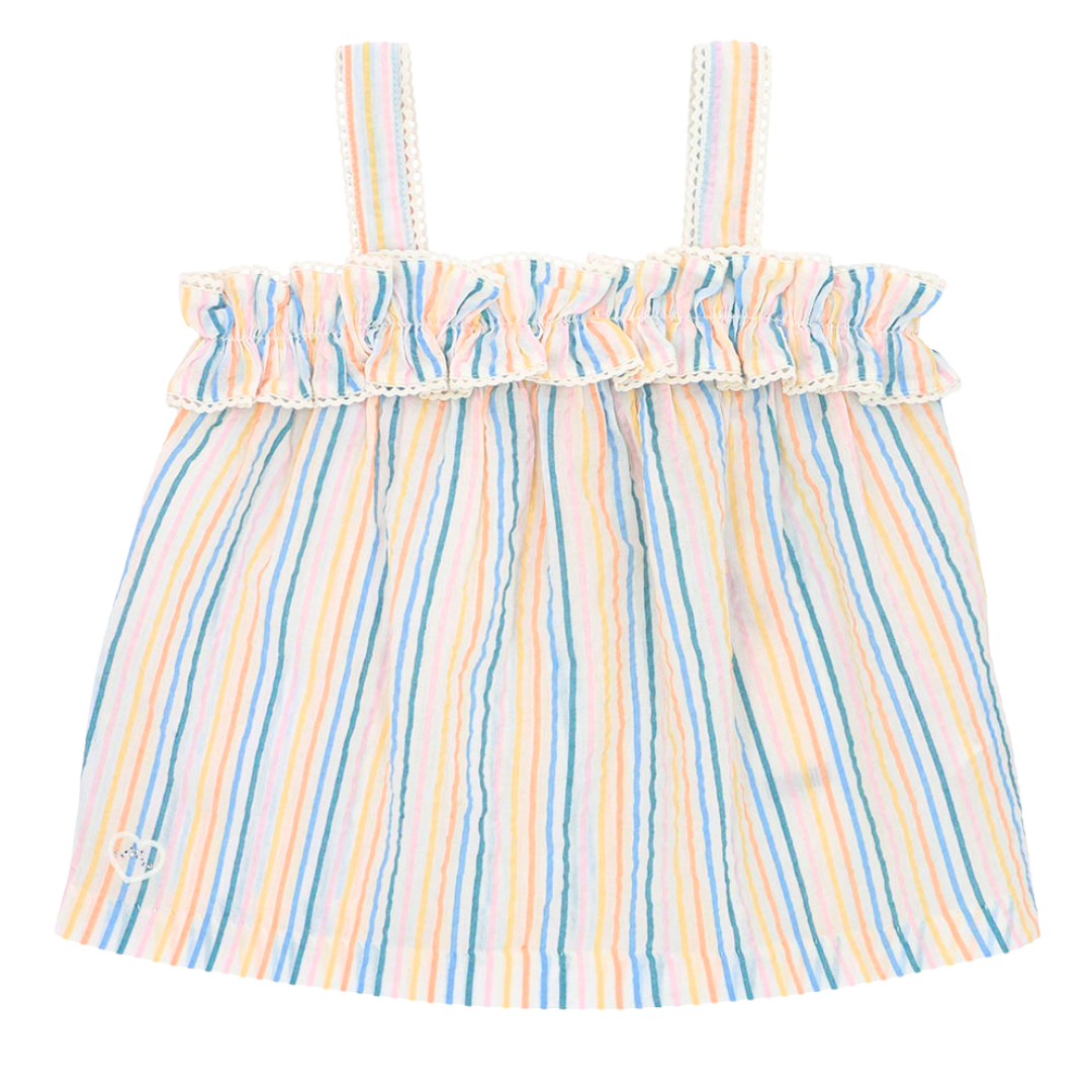 Seersucker striped blouse