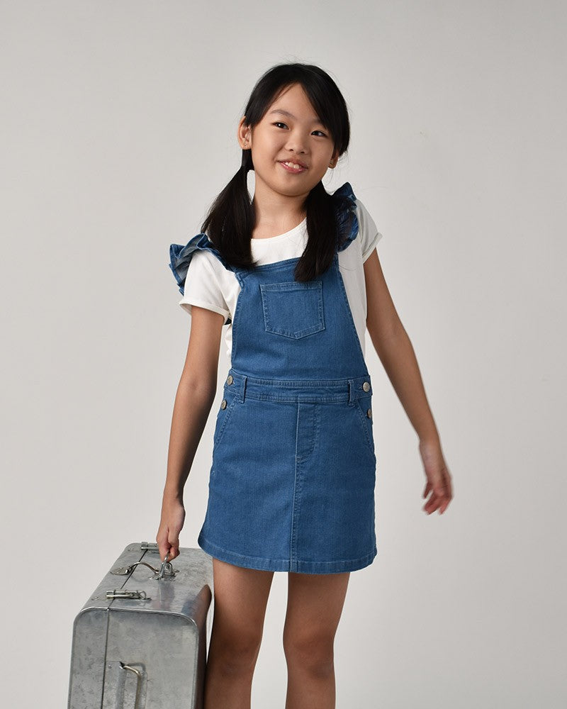 The Essentials - Flounce Sleeve Denim Dress