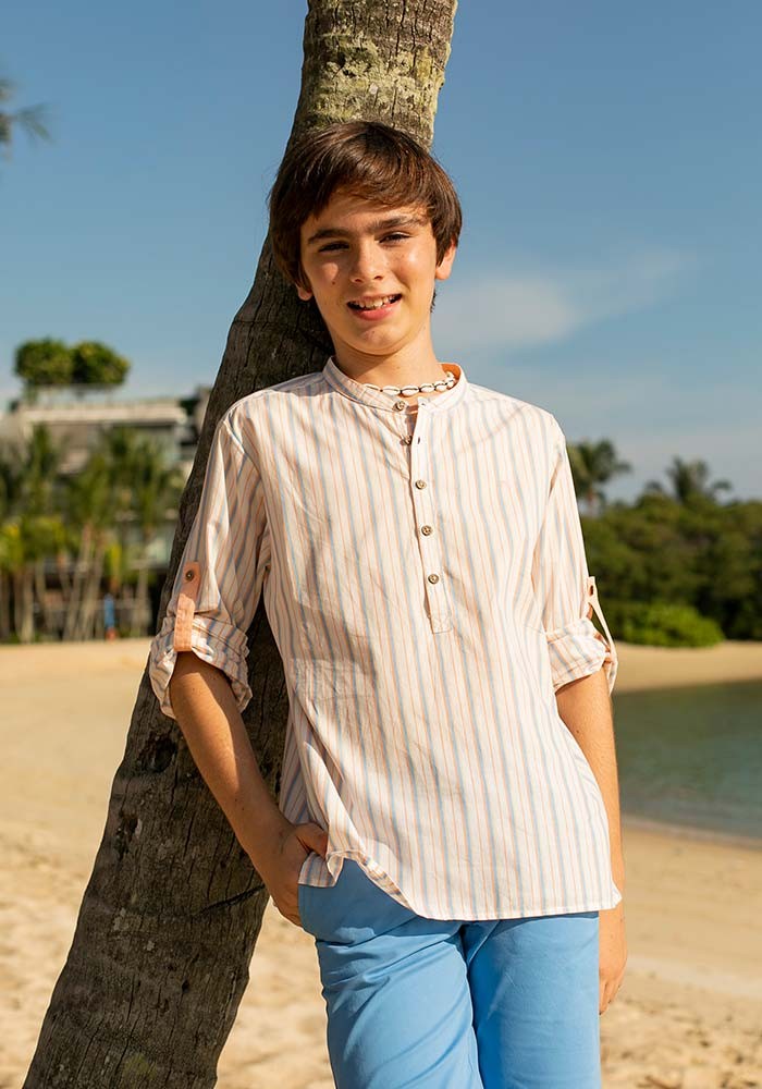 Roll-up Sleeve Striped Shirt 