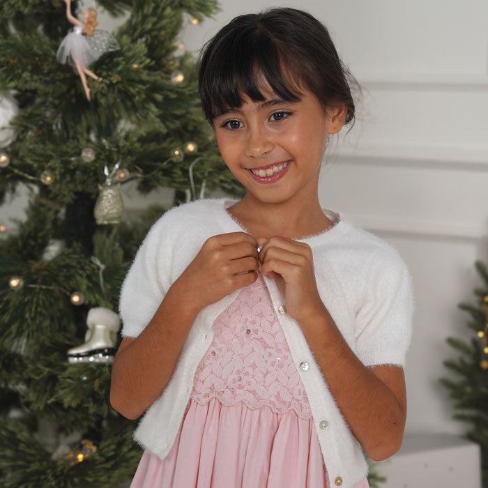 Flounce sleeve festive lace dress