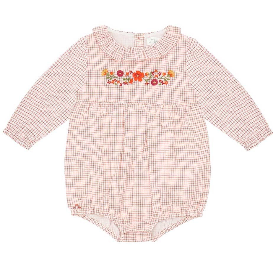 Embroidered Chequered  Playsuit