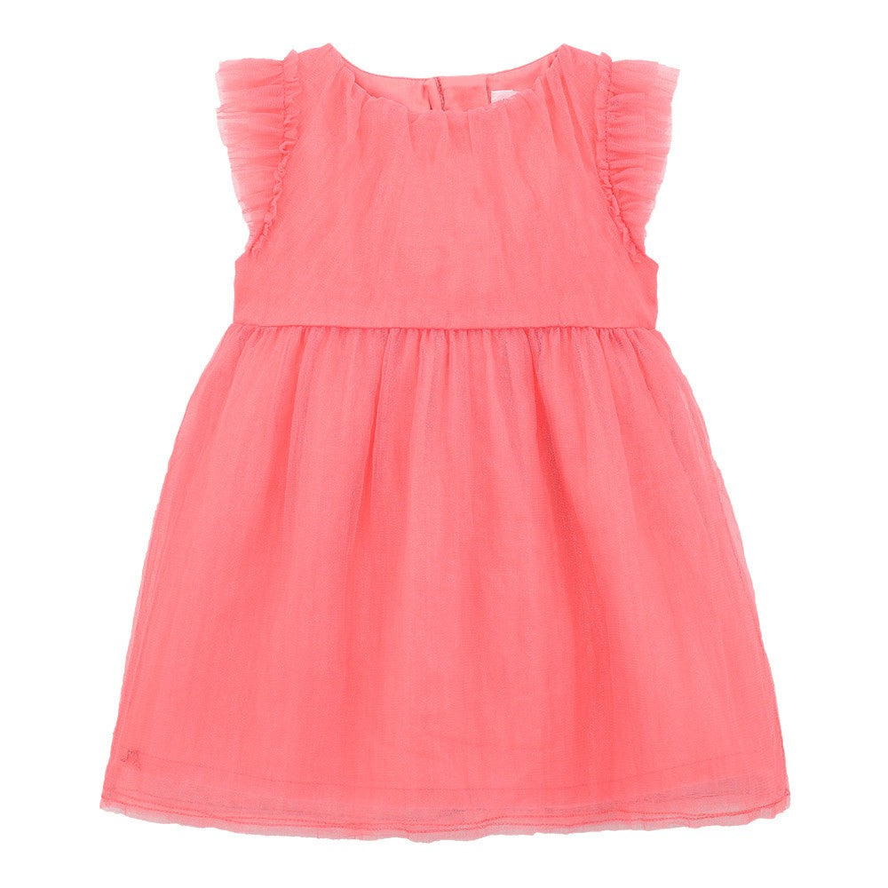 Ruffle Sleeve Tulle Romper Dress 