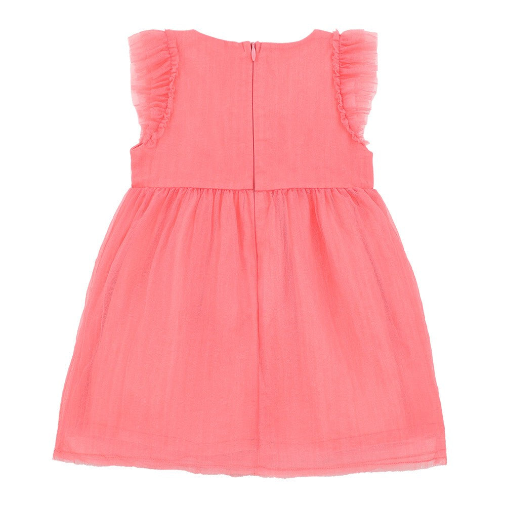 Ruffle Sleeve Tulle Romper Dress 