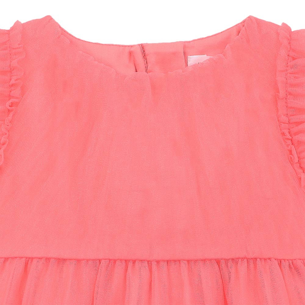 Ruffle Sleeve Tulle Romper Dress 