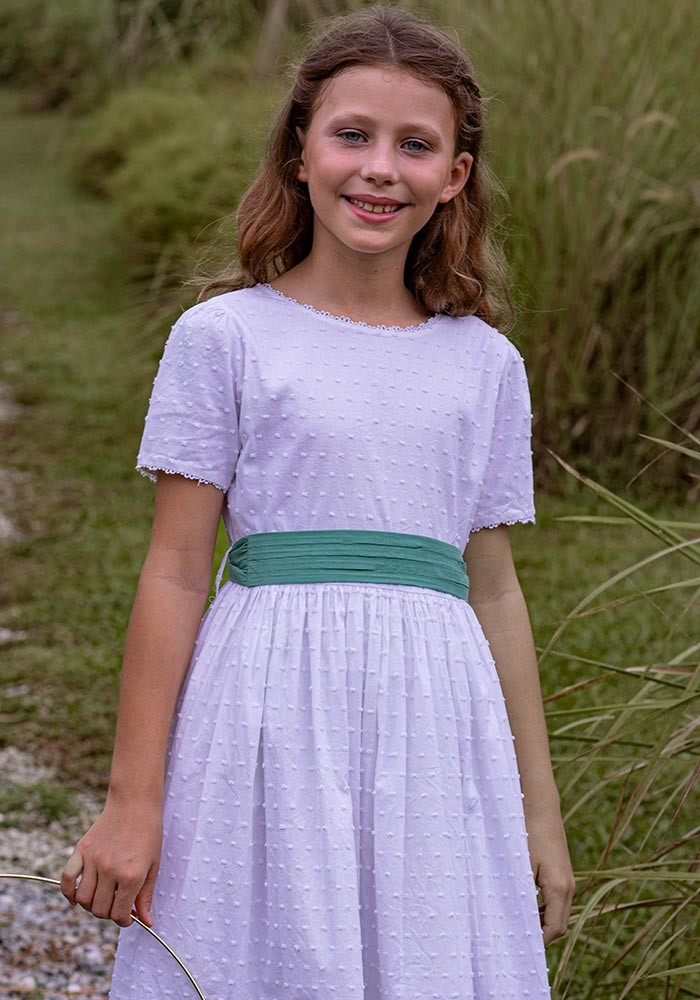 Plumetis Dress with Belt 