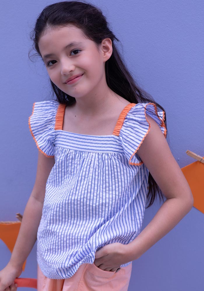 Seersucker striped blouse