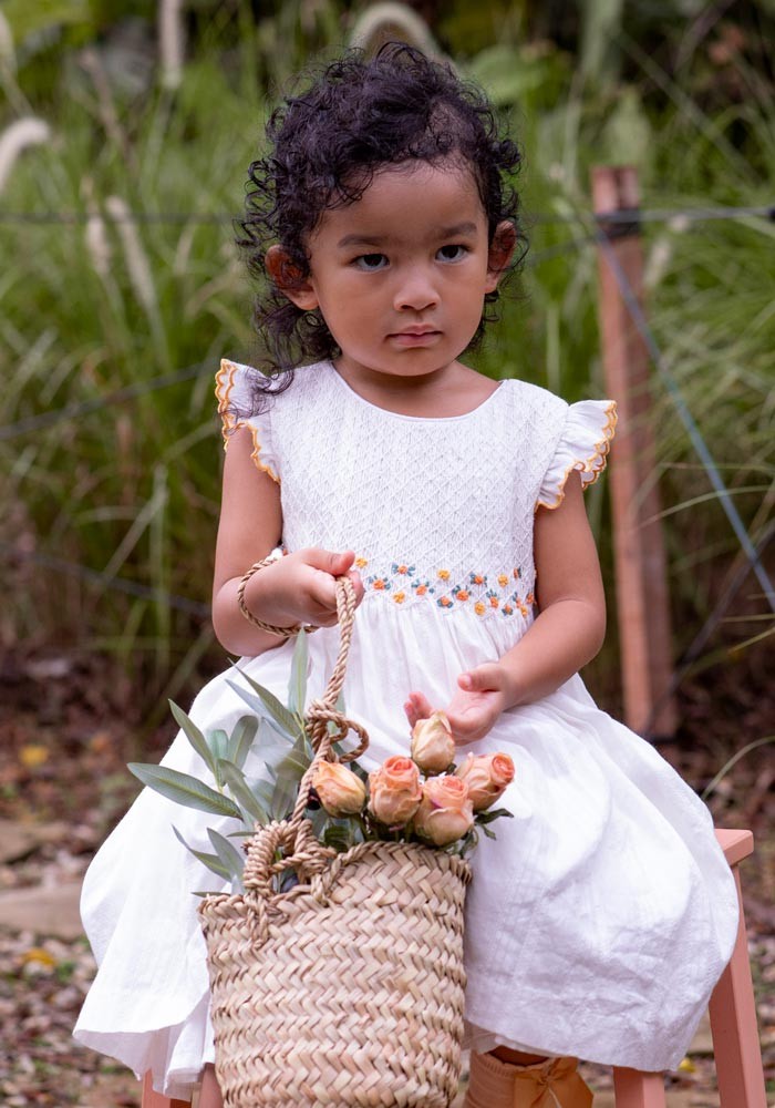 Hand embroidered smocking dress