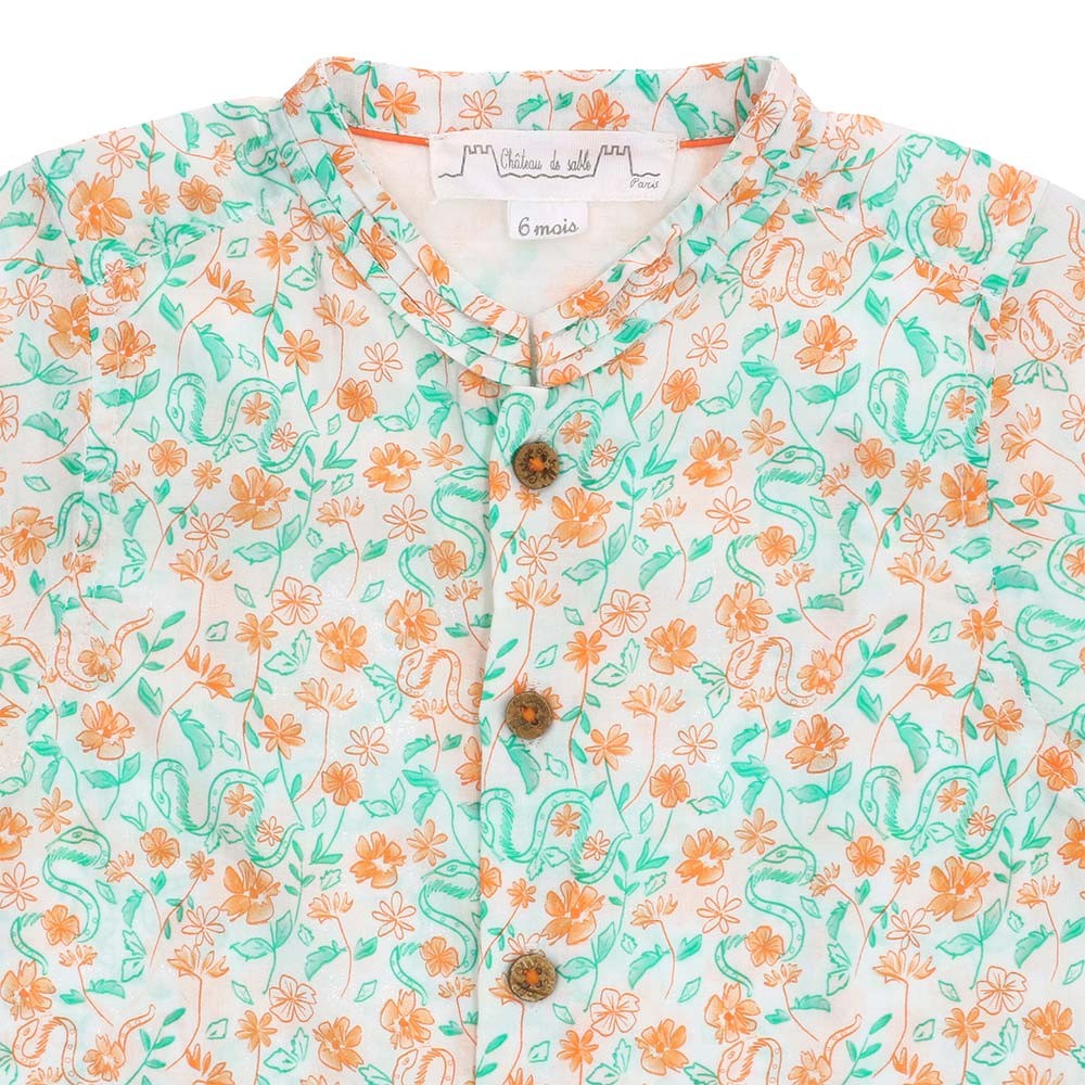 Mandarin collar romper shirt