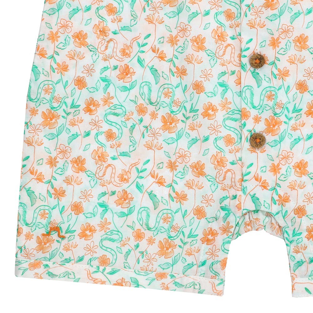 Mandarin collar romper shirt