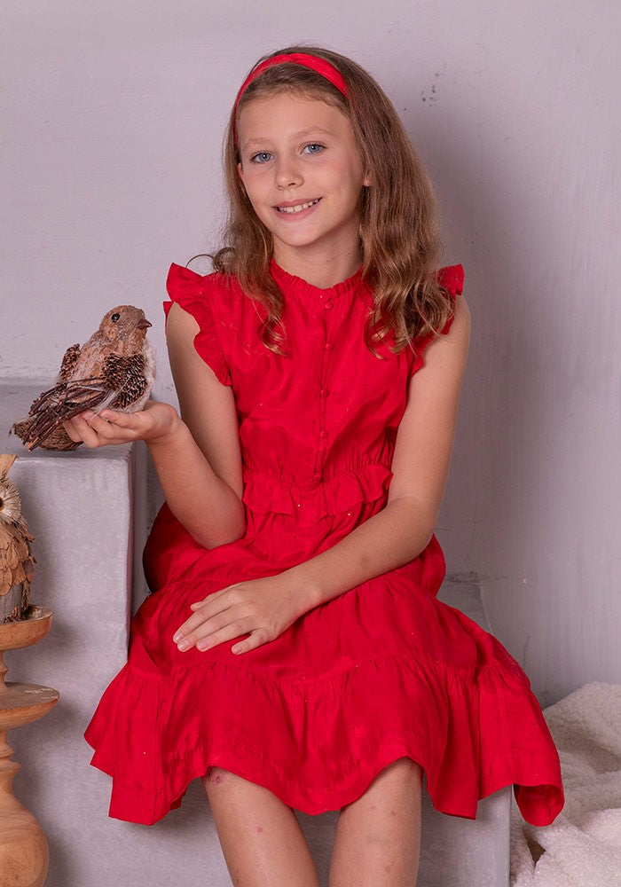 Festive polka dot tiered dress