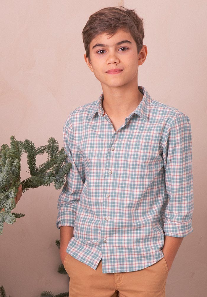 Cotton twill chequered shirt 