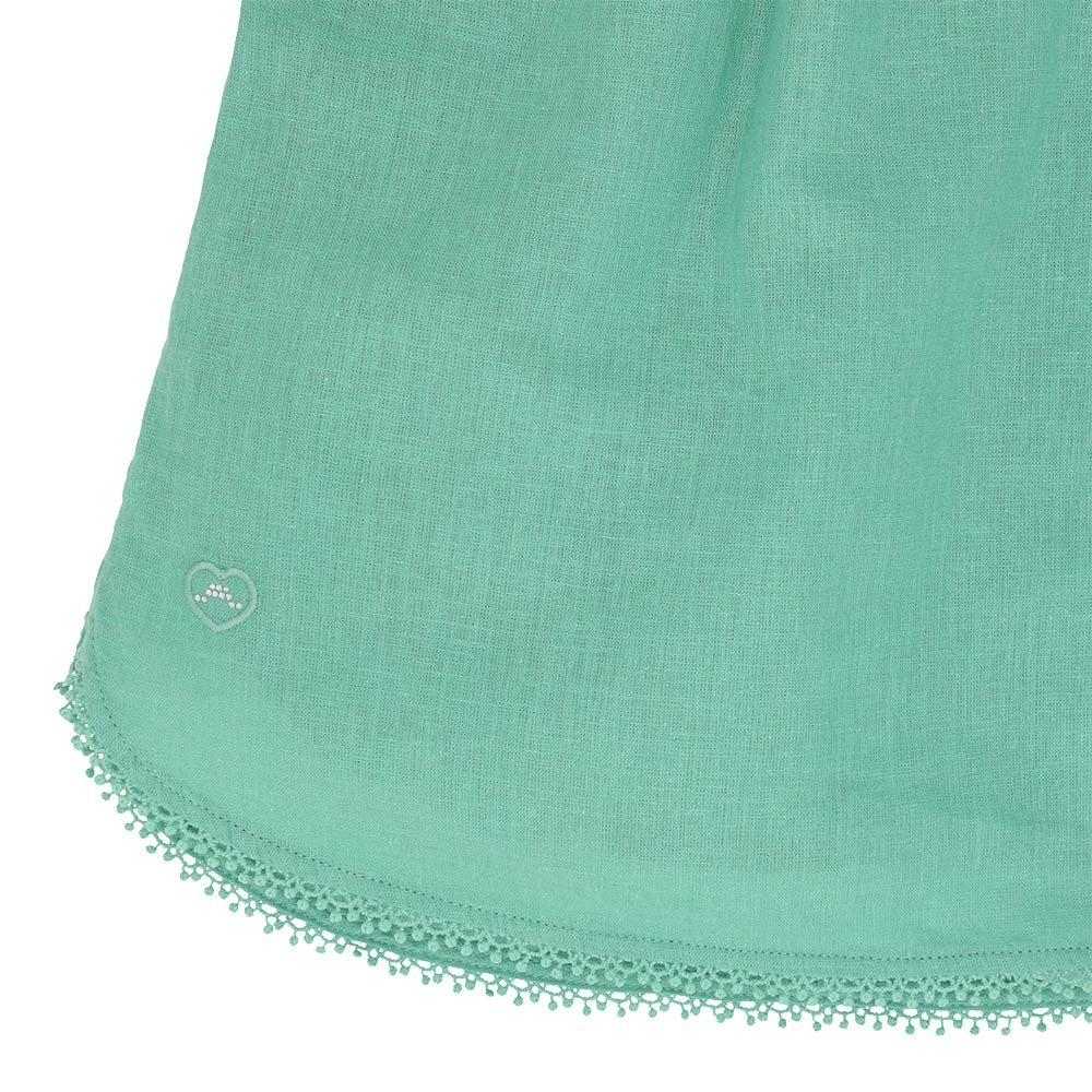 Cotton linen flounce sleeve dress 