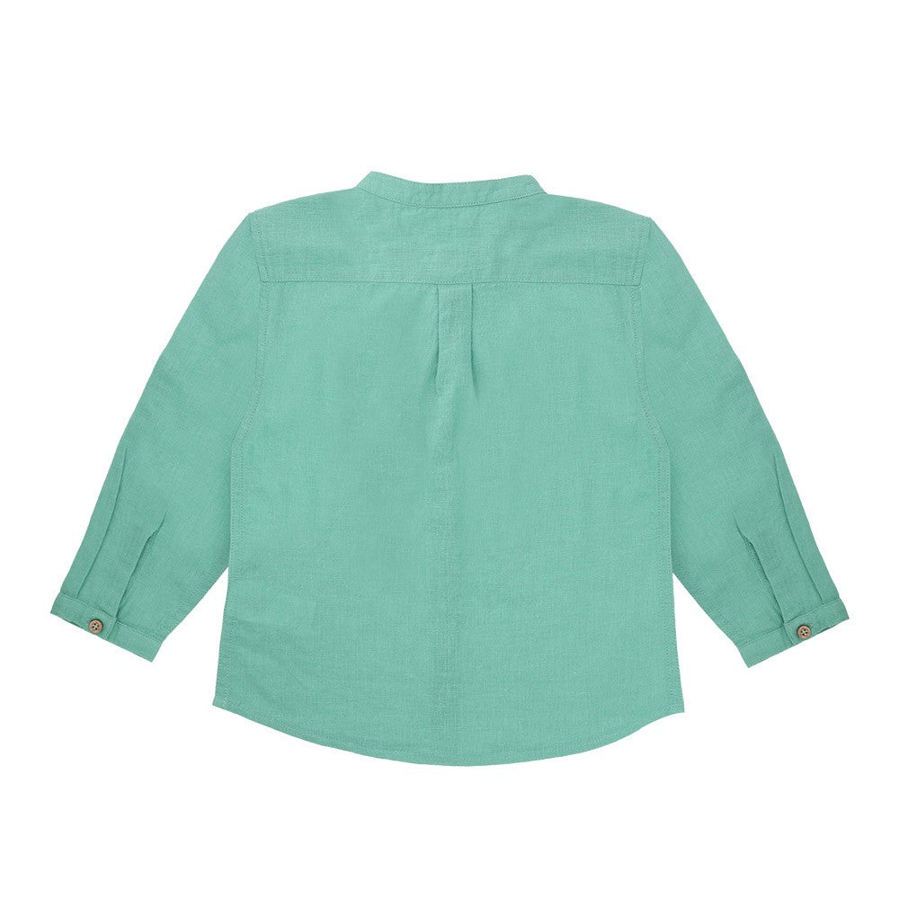 Cotton linen roll-up sleeve shirt