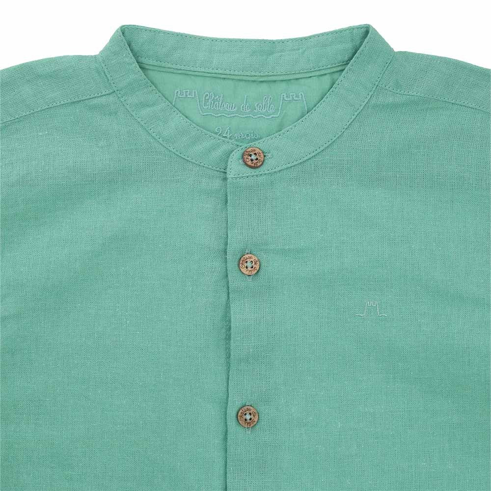 Cotton linen roll-up sleeve shirt