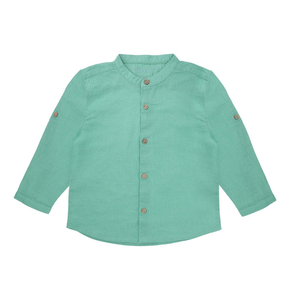 Cotton linen roll-up sleeve shirt