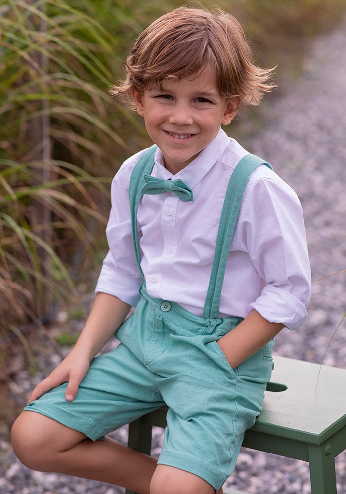 Cotton linen removable suspenders short 