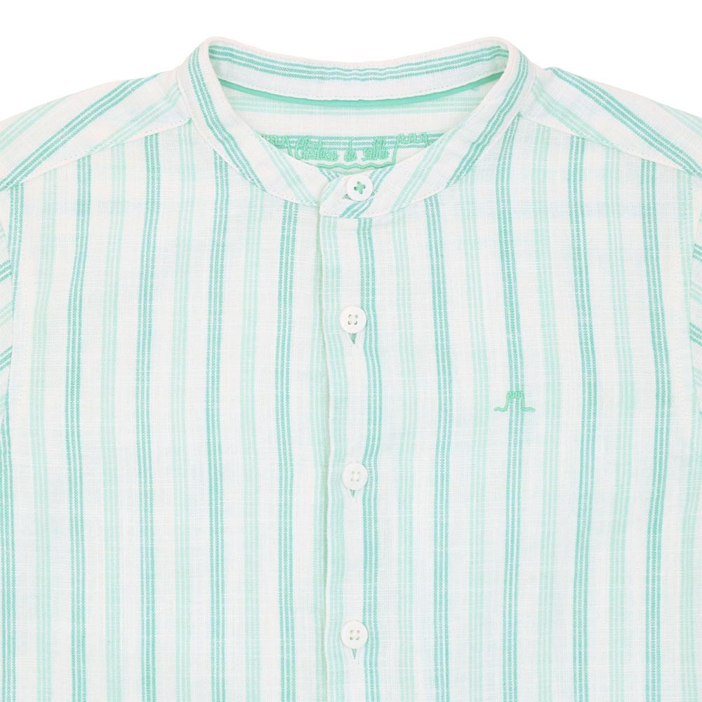 Roll-up sleeve linen long sleeve shirt 