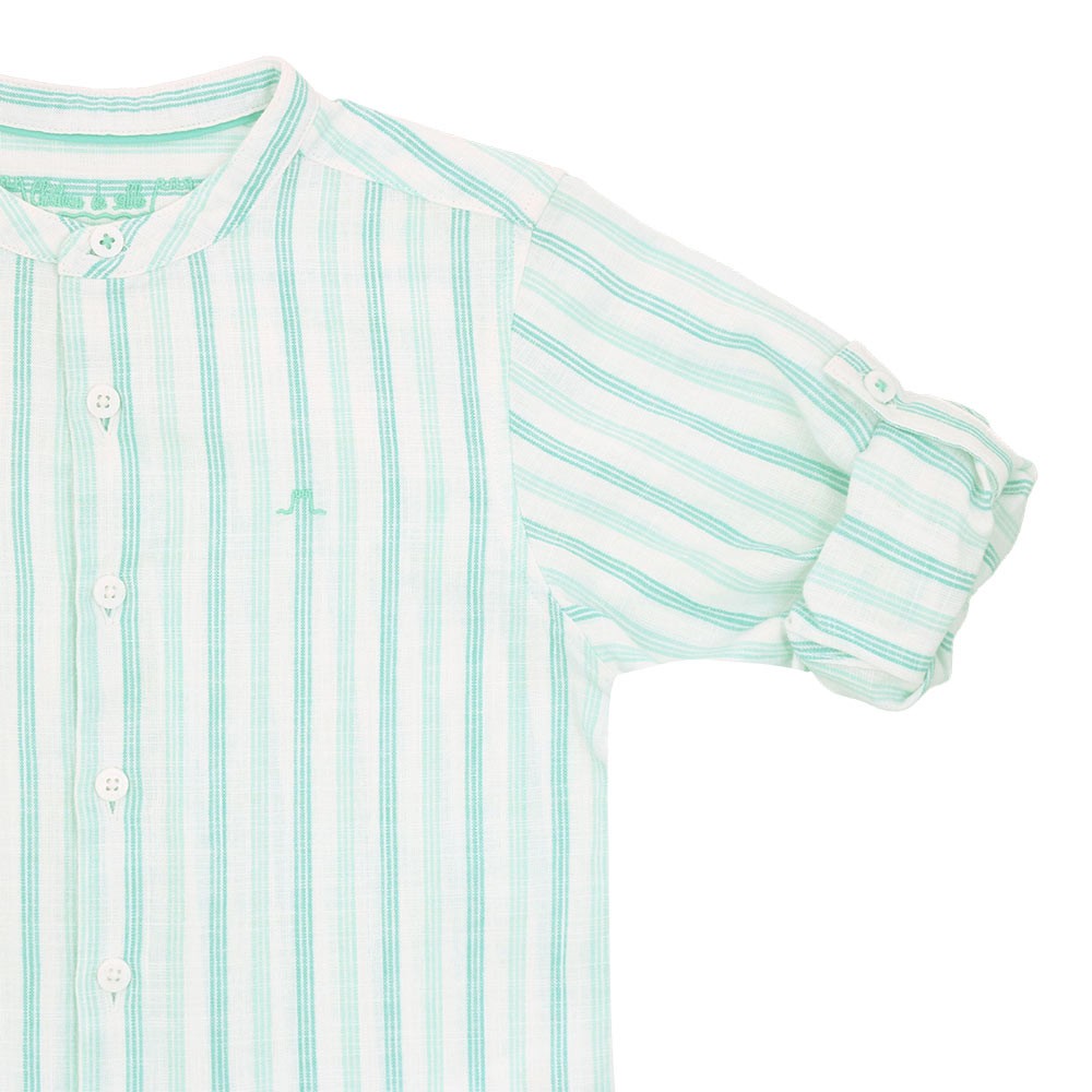 Roll-up sleeve linen long sleeve shirt 