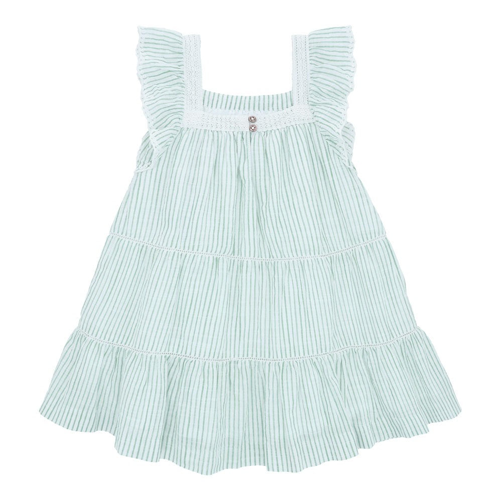 Flounce sleeve tiered dress