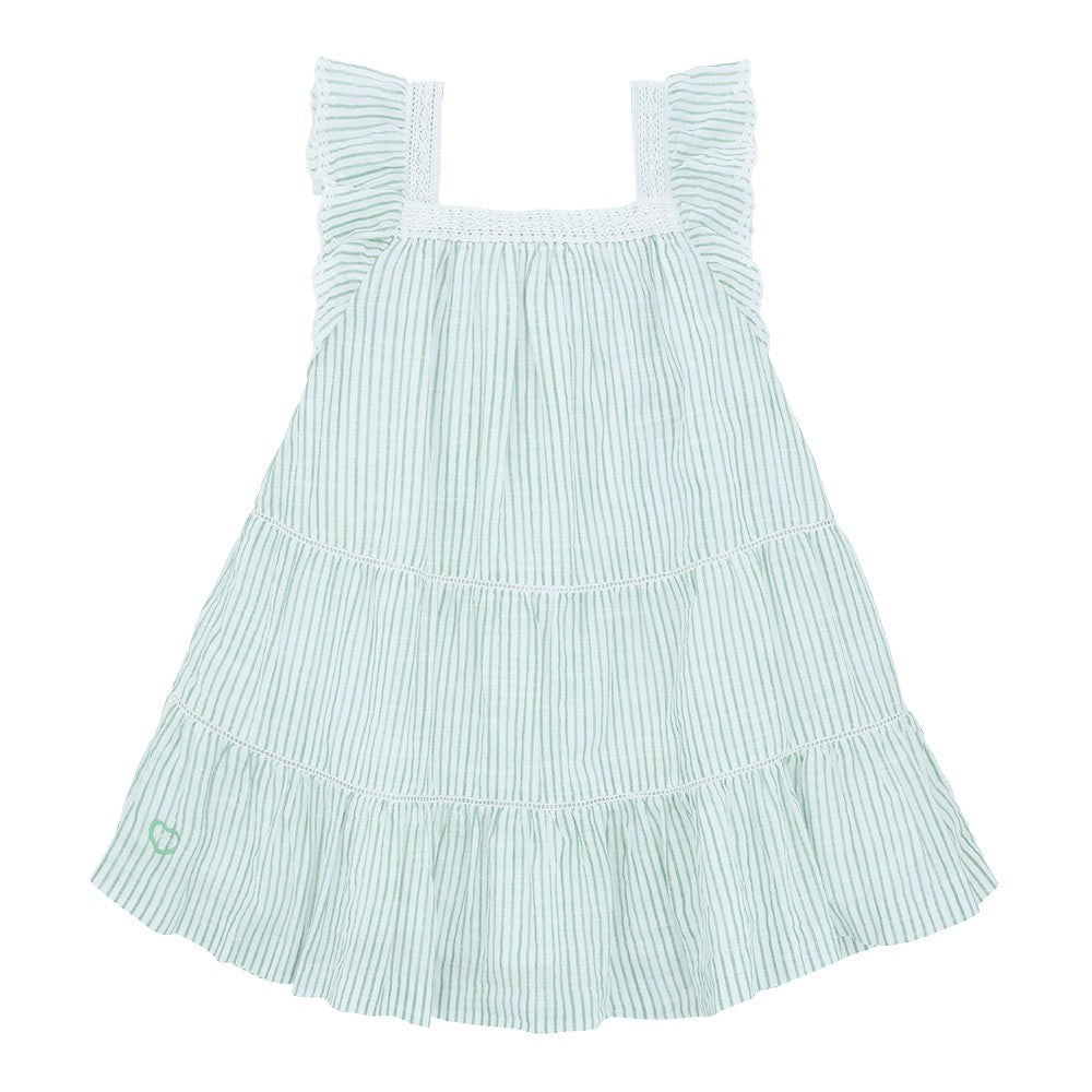 Flounce sleeve tiered dress