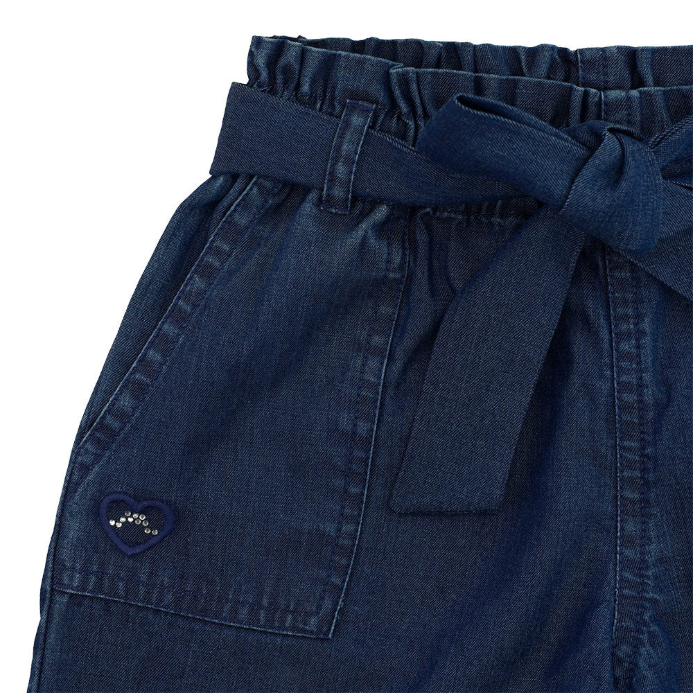 Soft denim belted shorts