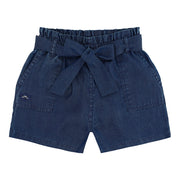 Soft denim belted shorts