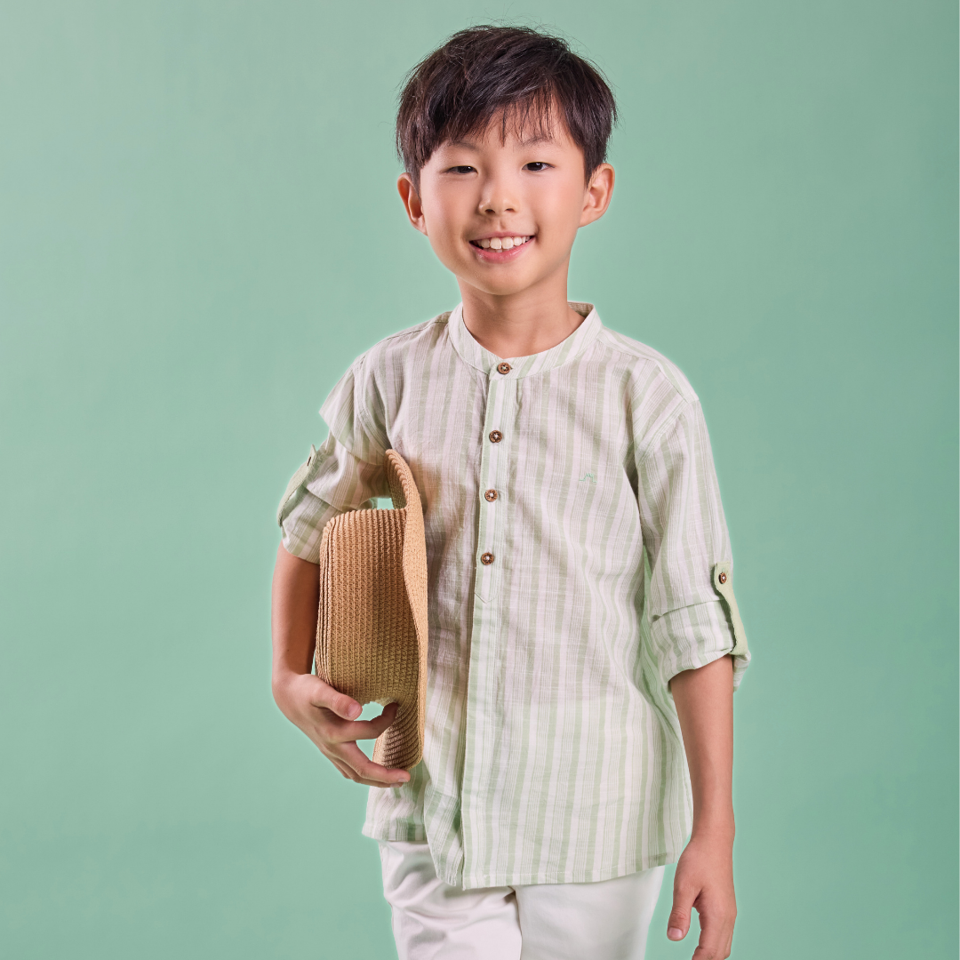 Striped roll-up sleeve shirt