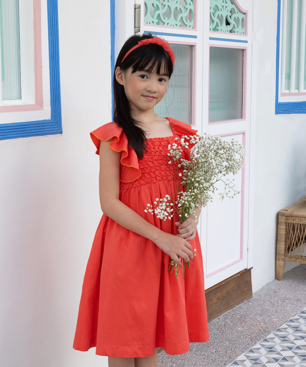 Hand smocked sateen dress