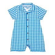 Seersucker cotton Vichy romper shirt