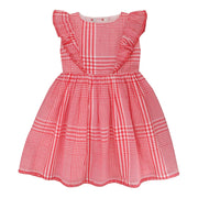 Flounce sleeve chequered dress