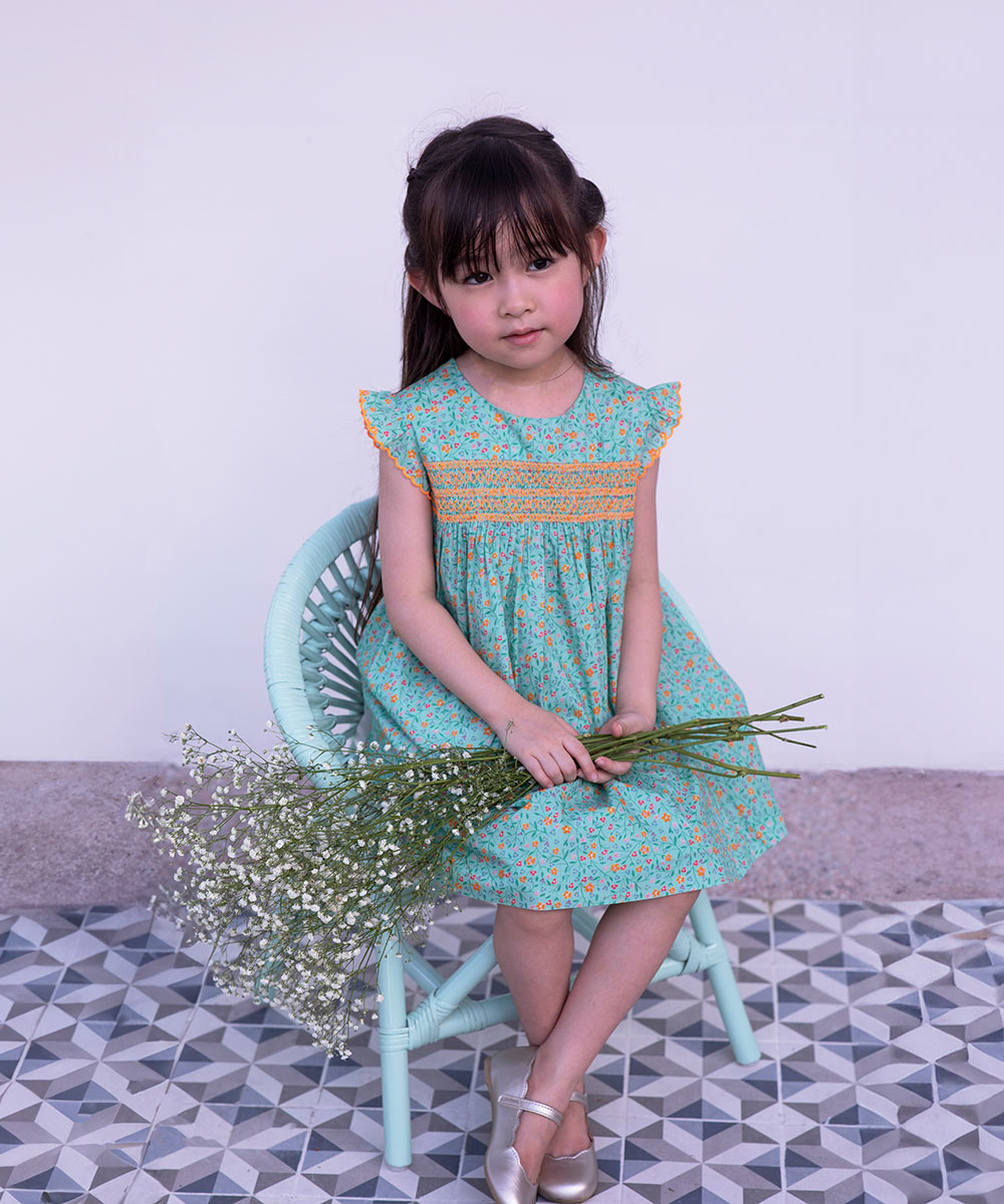 Smocked floral dress