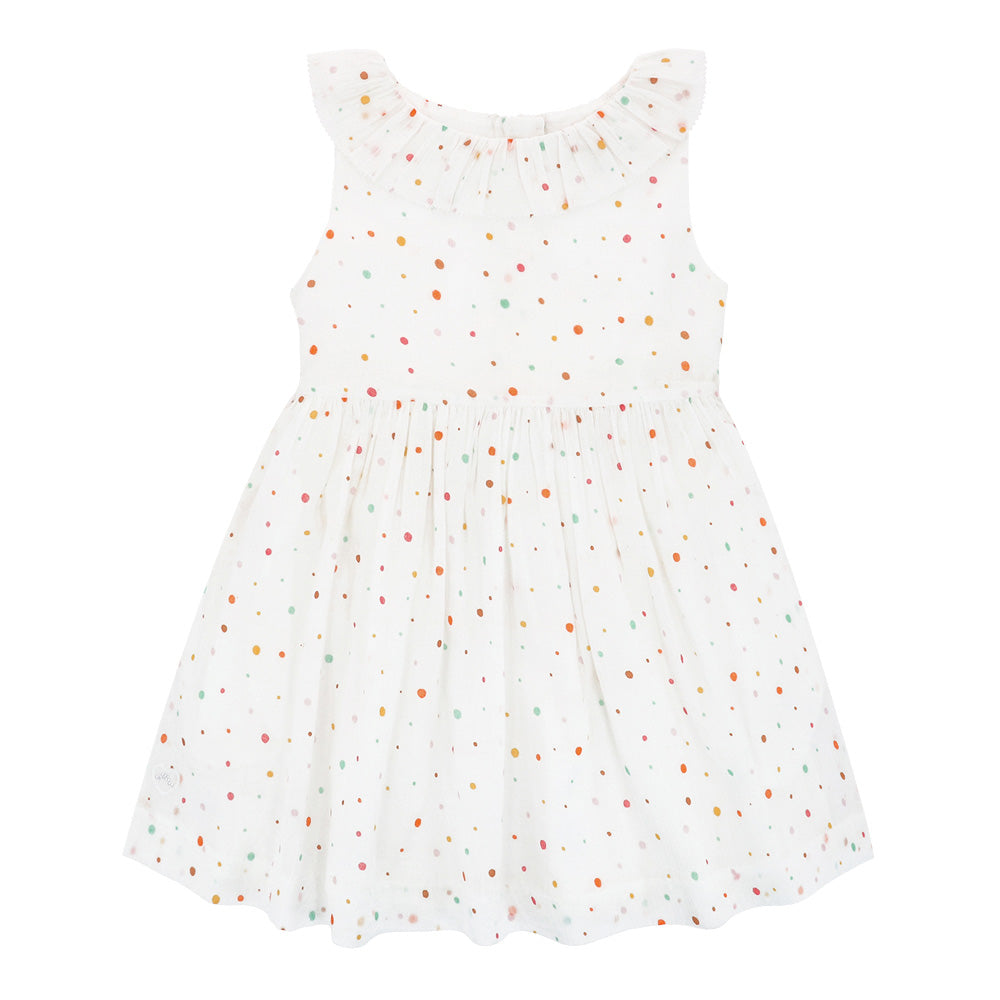 Flounce collar polka dot dress