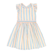 Seersucker cross-back striped dress
