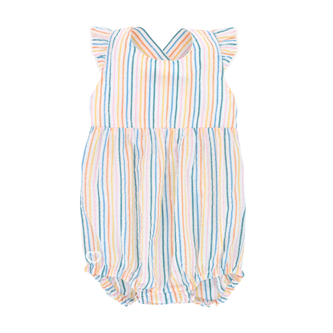 Seersucker striped playsuit