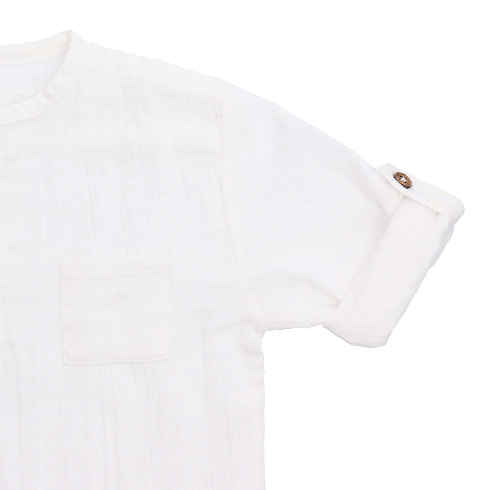 Cotton Gauze roll-up sleeve shirt