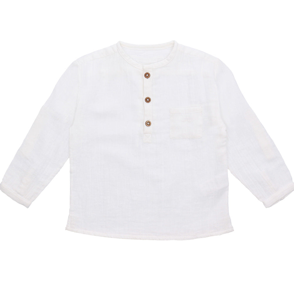 Cotton Gauze roll-up sleeve shirt