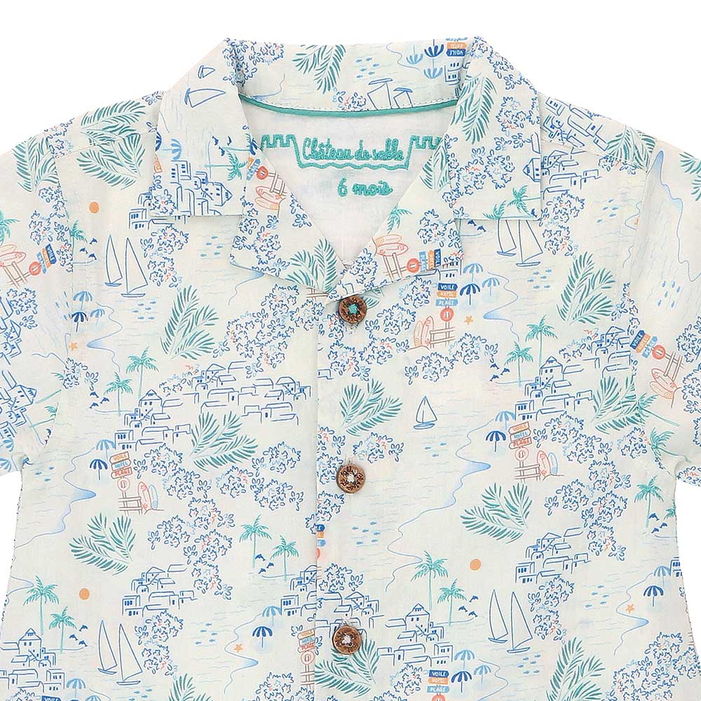 Printed romper shirt