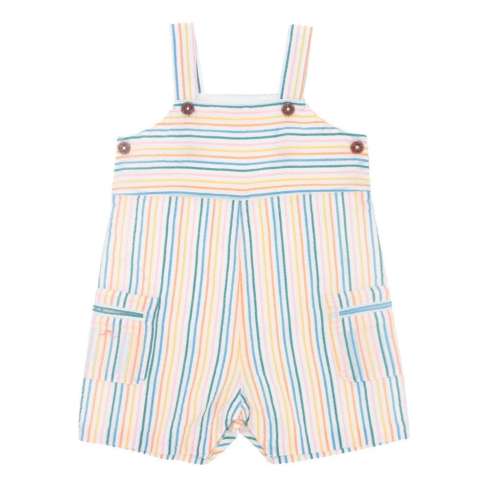 Seersucker striped overalls