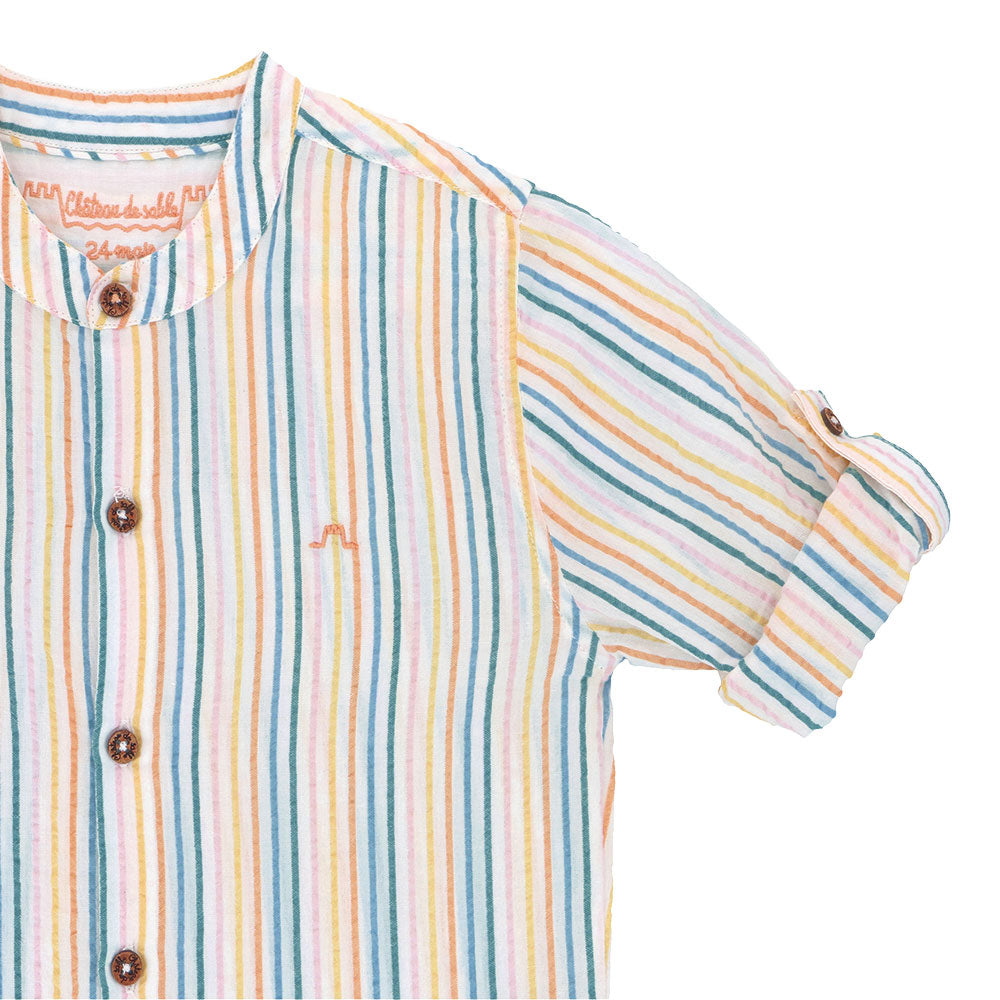 Seersucker roll-up sleeve shirt