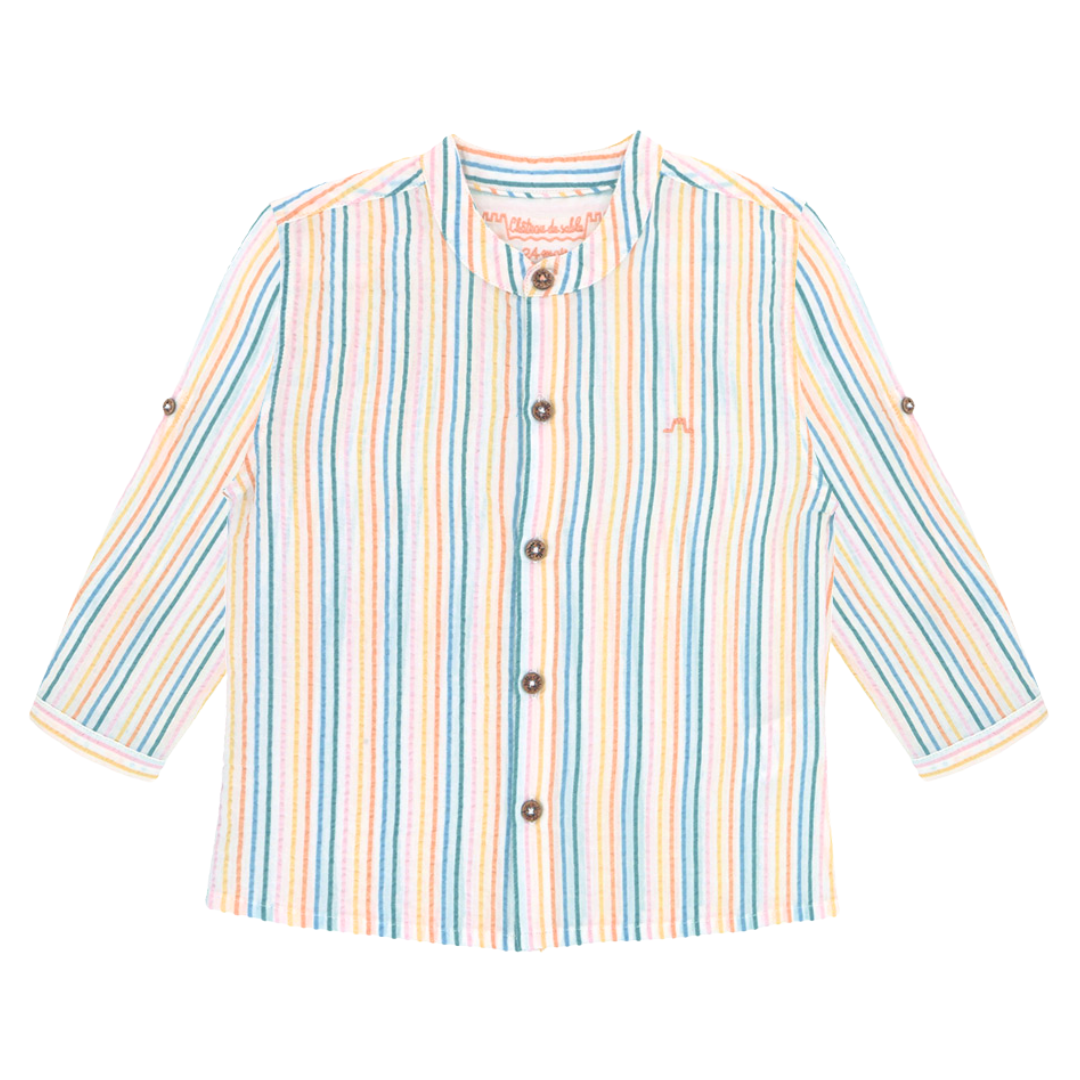 Seersucker roll-up sleeve shirt