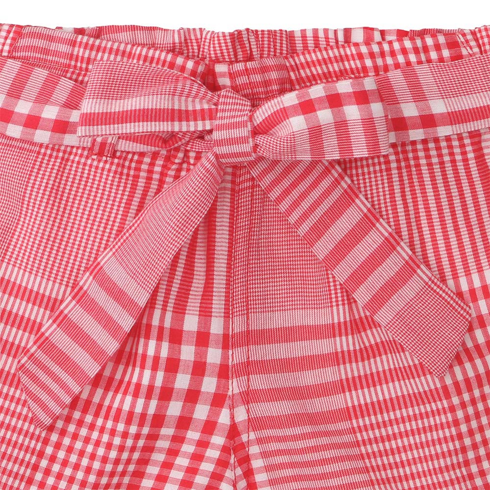 Chequered belted shorts